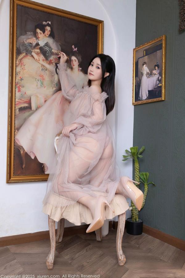    XiuRen秀人网-10752-杏子Yada-轻透粉纱淡粉内衣-唯美私房家居摄影-2025.09.10第17张图片