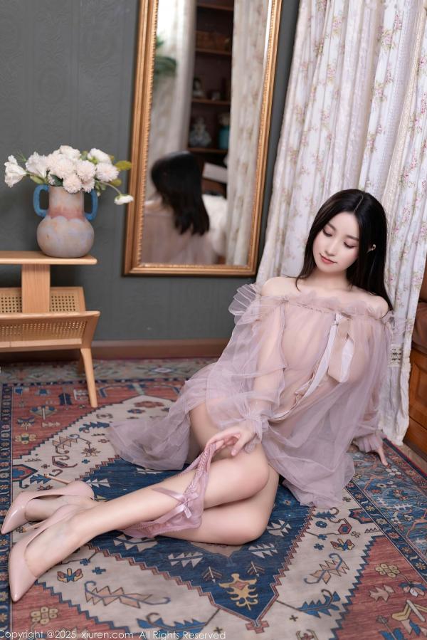    XiuRen秀人网-10752-杏子Yada-轻透粉纱淡粉内衣-唯美私房家居摄影-2025.09.10第28张图片
