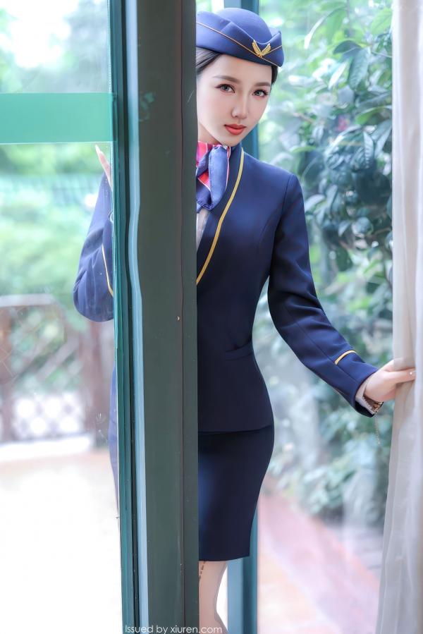    YouMi尤蜜荟-1189-Twins桃之夭夭-红蓝制服姐妹花空姐，极致空姐角色扮演，制服诱惑系列，双胞胎高颜值写真第18张图片