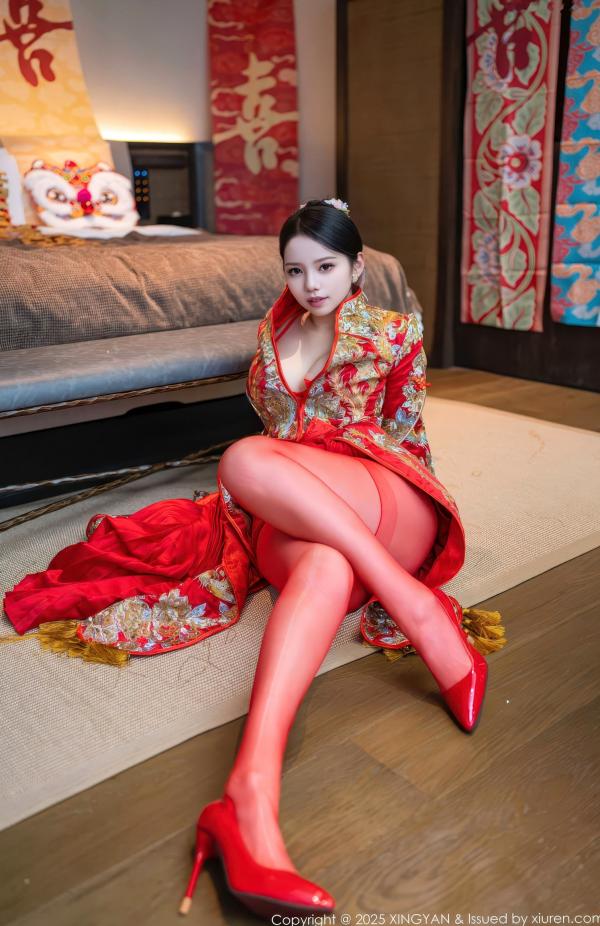    XingYan星颜社-438-大美妞儿-中式婚纱诱惑-红色新娘内衣爆乳丝袜-极致性感私房-2025.12.03第13张图片
