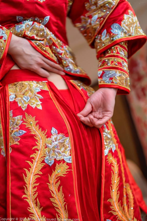    XingYan星颜社-438-大美妞儿-中式婚纱诱惑-红色新娘内衣爆乳丝袜-极致性感私房-2025.12.03第17张图片