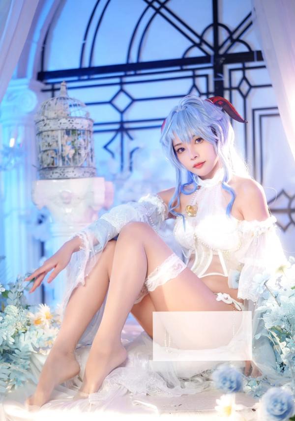    苏嫣嫣阿姨 - 甘雨花嫁唯美COS，梦幻蓝调蕾丝诱惑，原神角色扮演极致美感第3张图片