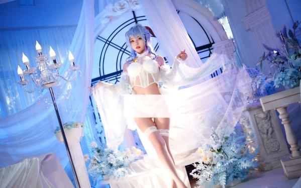    苏嫣嫣阿姨 - 甘雨花嫁唯美COS，梦幻蓝调蕾丝诱惑，原神角色扮演极致美感第7张图片