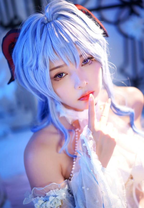    苏嫣嫣阿姨 - 甘雨花嫁唯美COS，梦幻蓝调蕾丝诱惑，原神角色扮演极致美感第9张图片