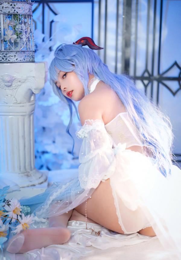    苏嫣嫣阿姨 - 甘雨花嫁唯美COS，梦幻蓝调蕾丝诱惑，原神角色扮演极致美感第12张图片