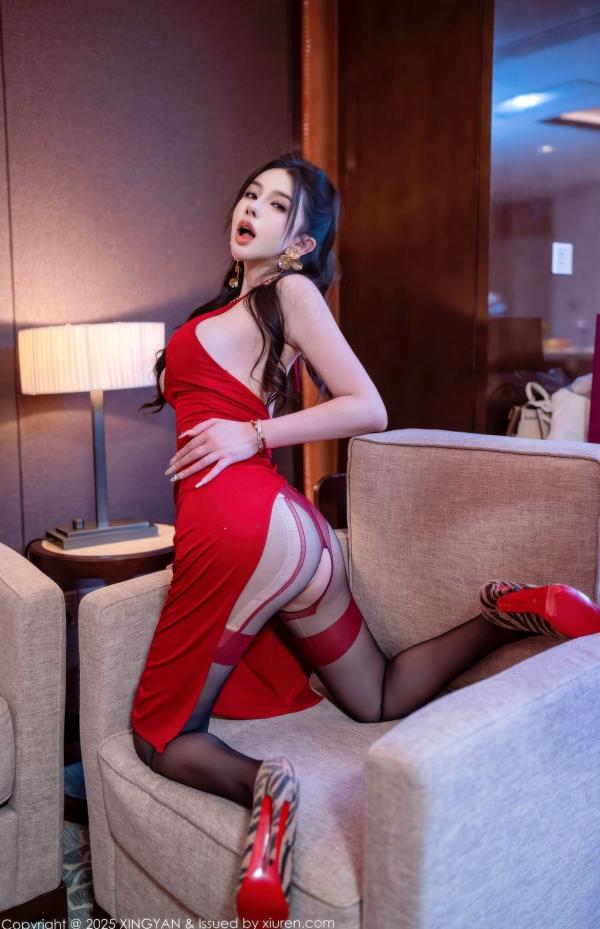    XingYan星颜社-431-李丽莎-温心怡：情趣姐妹花性感私房写真，奢华红裙制服诱惑，极致大尺度视觉盛宴，2025.11.21无圣光高清单品第49张图片