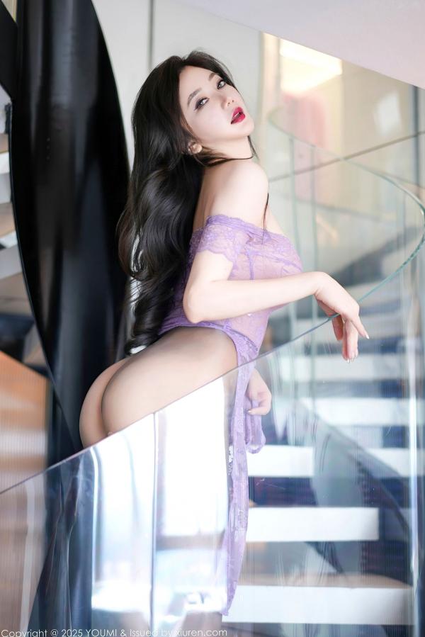 心妍小公主 李妍曦  YouMi尤蜜荟-1162-心妍小公主-轻透紫色蕾丝露肩情趣纱裙-私房性感写真-无圣光大尺度-极品女神2025.08.27第42张图片