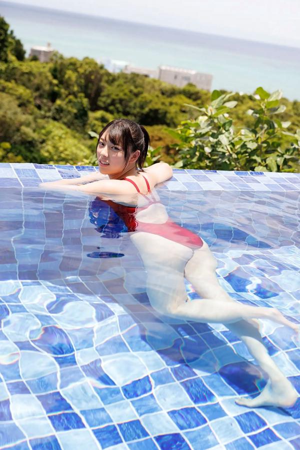    [Minisuka.tv] Eyu Hirayama 平山えゆ - 泳池湿身诱惑，红色连体泳衣写真，清纯活力美少女第7张图片