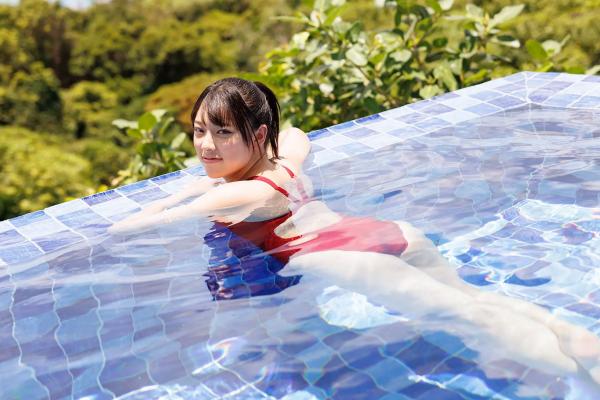    [Minisuka.tv] Eyu Hirayama 平山えゆ - 泳池湿身诱惑，红色连体泳衣写真，清纯活力美少女第8张图片