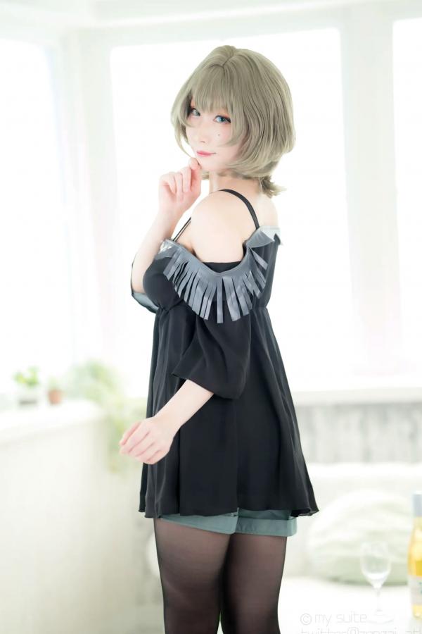    [Cosplay][my suite] Atsuki あつき - suite Blessing 角色扮演写真：清纯短发搭配黑丝蕾丝诱惑，唯美私房摄影风格第9张图片