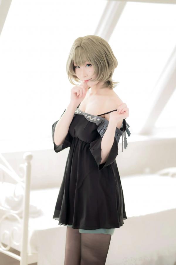    [Cosplay][my suite] Atsuki あつき - suite Blessing 角色扮演写真：清纯短发搭配黑丝蕾丝诱惑，唯美私房摄影风格第87张图片