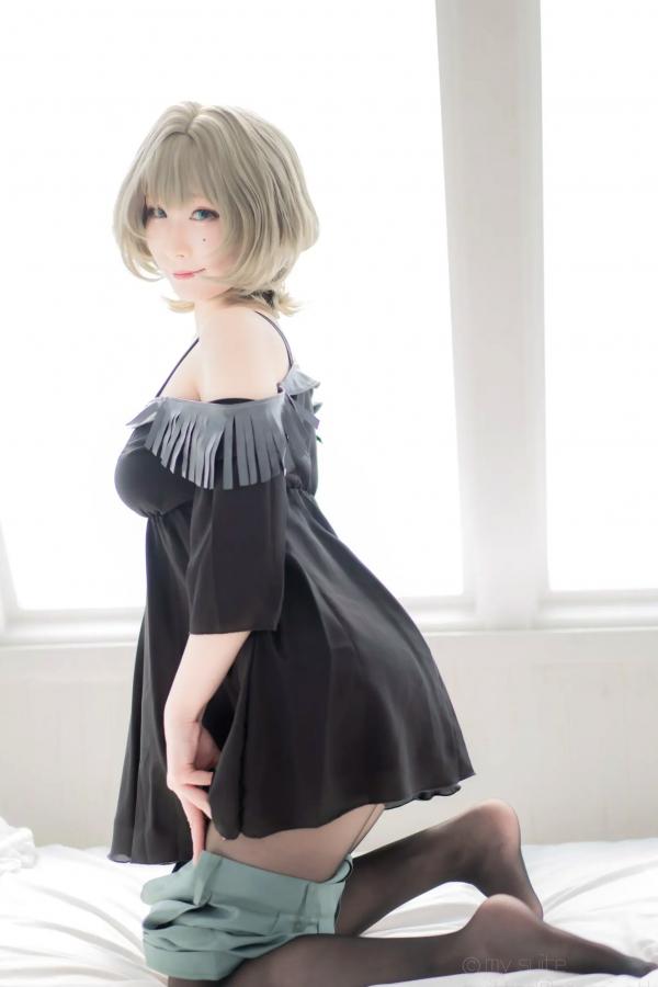    [Cosplay][my suite] Atsuki あつき - suite Blessing 角色扮演写真：清纯短发搭配黑丝蕾丝诱惑，唯美私房摄影风格第92张图片
