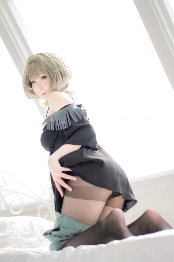    [Cosplay][my suite] Atsuki あつき - suite Blessing 角色扮演写真：清纯短发搭配黑丝蕾丝诱惑，唯美私房摄影风格第95张图片