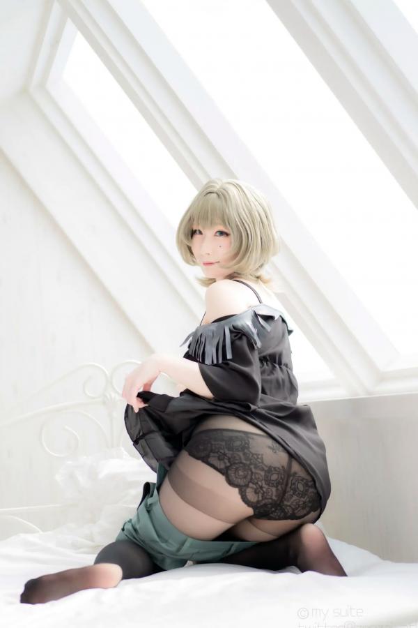    [Cosplay][my suite] Atsuki あつき - suite Blessing 角色扮演写真：清纯短发搭配黑丝蕾丝诱惑，唯美私房摄影风格第106张图片