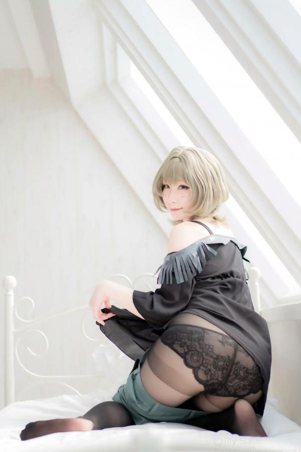    [Cosplay][my suite] Atsuki あつき - suite Blessing 角色扮演写真：清纯短发搭配黑丝蕾丝诱惑，唯美私房摄影风格第107张图片