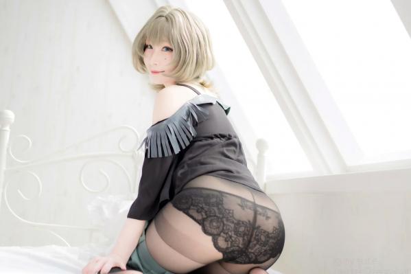    [Cosplay][my suite] Atsuki あつき - suite Blessing 角色扮演写真：清纯短发搭配黑丝蕾丝诱惑，唯美私房摄影风格第110张图片