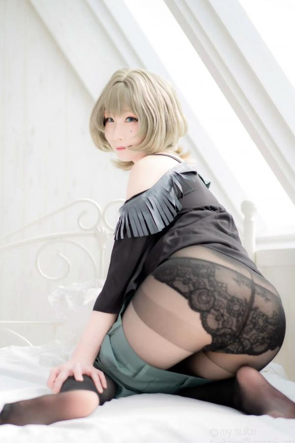   [Cosplay][my suite] Atsuki あつき - suite Blessing 角色扮演写真：清纯短发搭配黑丝蕾丝诱惑，唯美私房摄影风格第111张图片