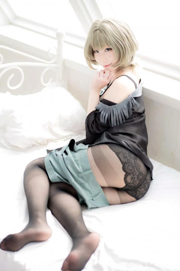    [Cosplay][my suite] Atsuki あつき - suite Blessing 角色扮演写真：清纯短发搭配黑丝蕾丝诱惑，唯美私房摄影风格第119张图片