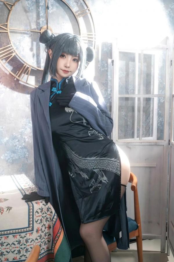    爆机少女喵小吉《碧蓝档案》妃咲COS私房照：极致诱惑的旗袍黑丝秀，展现傲人火辣身材第31张图片