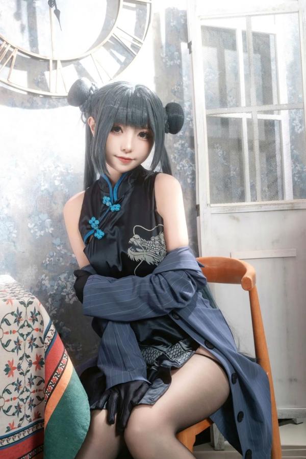    爆机少女喵小吉《碧蓝档案》妃咲COS私房照：极致诱惑的旗袍黑丝秀，展现傲人火辣身材第49张图片