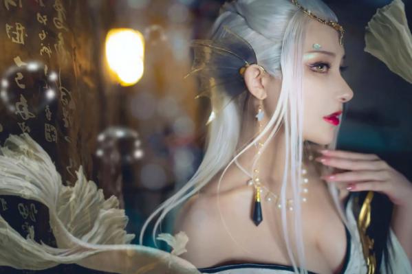    魔王大人Maou - 玉虚，古风唯美国潮cosplay，银发黑白华服仙气大尺度性感写真第3张图片