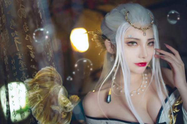   魔王大人Maou - 玉虚，古风唯美国潮cosplay，银发黑白华服仙气大尺度性感写真第5张图片
