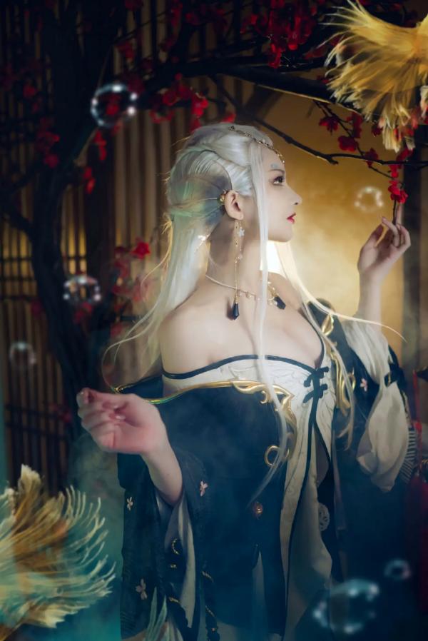    魔王大人Maou - 玉虚，古风唯美国潮cosplay，银发黑白华服仙气大尺度性感写真第8张图片
