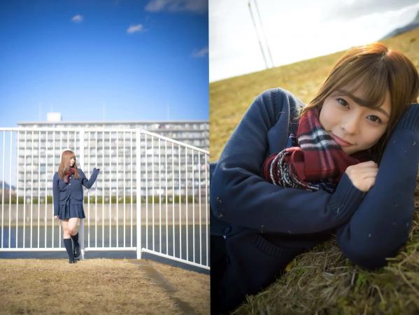    岬あずさ - 美 mikan 感：清纯校园制服户外写真与成熟知性深V诱惑，展现多面迷人魅力第8张图片