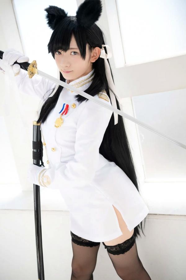    (Cosplay) 樱井Sakurai爱宕cos重现：猫耳制服少女手持长刀，极致黑丝诱惑，带你感受心动お仕置き时刻第41张图片