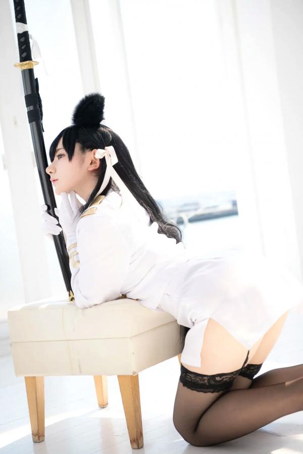    (Cosplay) 樱井Sakurai爱宕cos重现：猫耳制服少女手持长刀，极致黑丝诱惑，带你感受心动お仕置き时刻第58张图片