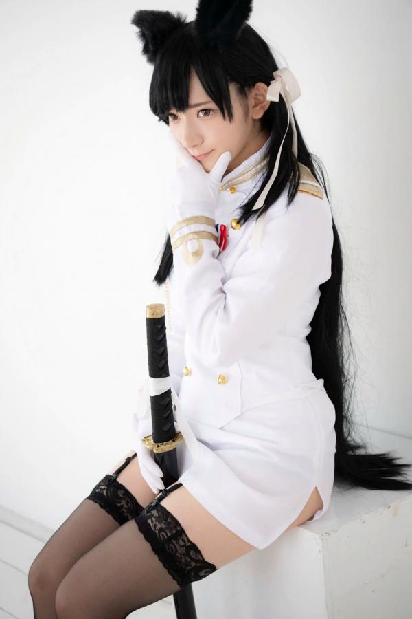    (Cosplay) 樱井Sakurai爱宕cos重现：猫耳制服少女手持长刀，极致黑丝诱惑，带你感受心动お仕置き时刻第79张图片