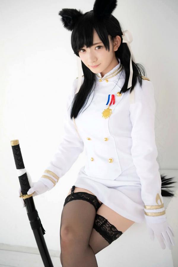    (Cosplay) 樱井Sakurai爱宕cos重现：猫耳制服少女手持长刀，极致黑丝诱惑，带你感受心动お仕置き时刻第81张图片