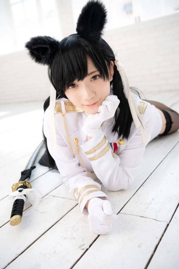    (Cosplay) 樱井Sakurai爱宕cos重现：猫耳制服少女手持长刀，极致黑丝诱惑，带你感受心动お仕置き时刻第109张图片