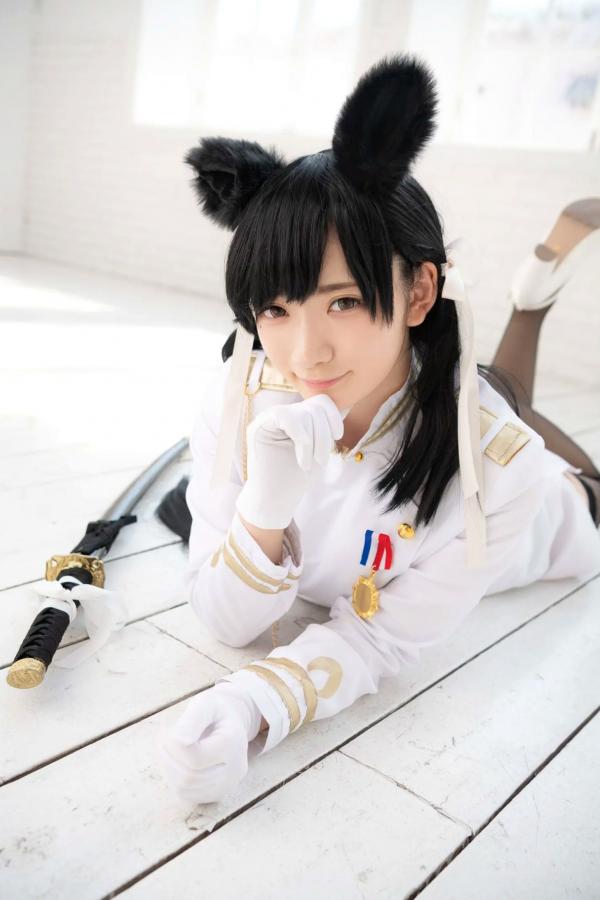    (Cosplay) 樱井Sakurai爱宕cos重现：猫耳制服少女手持长刀，极致黑丝诱惑，带你感受心动お仕置き时刻第114张图片