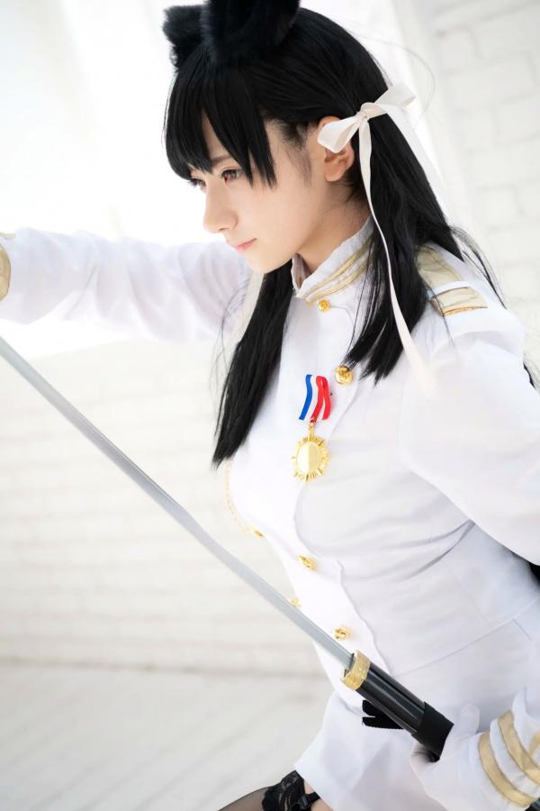    (Cosplay) 樱井Sakurai爱宕cos重现：猫耳制服少女手持长刀，极致黑丝诱惑，带你感受心动お仕置き时刻第117张图片