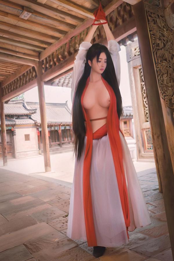 年年Nnian 年年  《年年Nnian-青丝诀》古风侠女唯美写真，西域边塞场景下的冷艳气质红白古装COS第79张图片