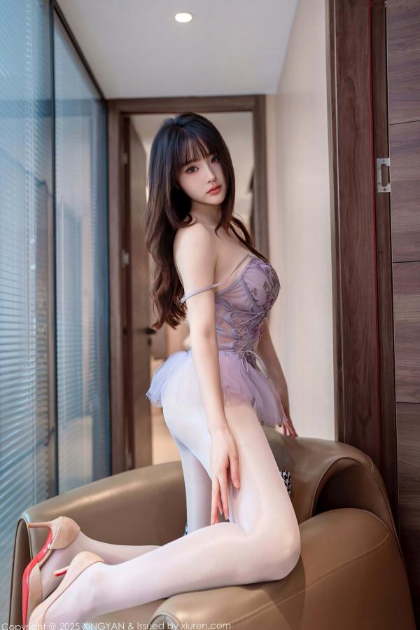    XingYan星颜社-413-沈南汐RuRu-轻透淡紫纱蕾丝连衣短裙白丝-极品身材室内私房诱惑-2025.10.21第59张图片