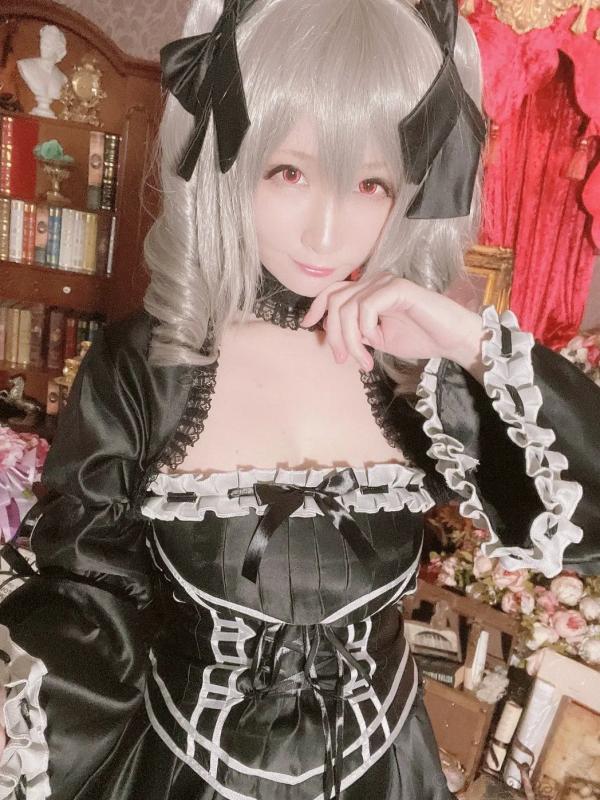   [Cosplay][my suite] Atsuki あつき - 库巴姬私房自拍写真，哥特风黑白蕾丝制服诱惑，精致妆容与白皙肌肤，极致的视觉盛宴第1张图片