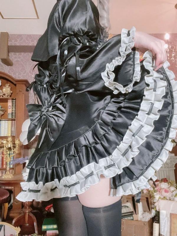    [Cosplay][my suite] Atsuki あつき - 库巴姬私房自拍写真，哥特风黑白蕾丝制服诱惑，精致妆容与白皙肌肤，极致的视觉盛宴第2张图片