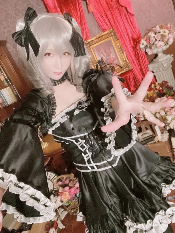    [Cosplay][my suite] Atsuki あつき - 库巴姬私房自拍写真，哥特风黑白蕾丝制服诱惑，精致妆容与白皙肌肤，极致的视觉盛宴第12张图片