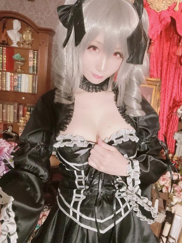    [Cosplay][my suite] Atsuki あつき - 库巴姬私房自拍写真，哥特风黑白蕾丝制服诱惑，精致妆容与白皙肌肤，极致的视觉盛宴第13张图片