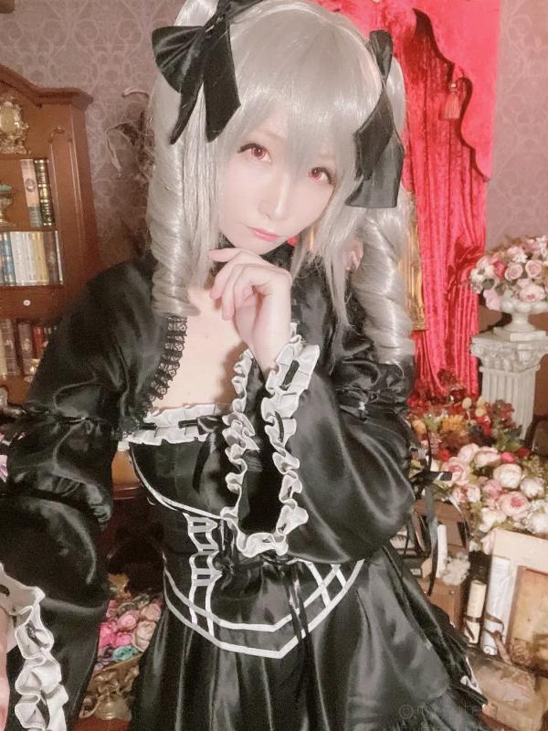    [Cosplay][my suite] Atsuki あつき - 库巴姬私房自拍写真，哥特风黑白蕾丝制服诱惑，精致妆容与白皙肌肤，极致的视觉盛宴第14张图片