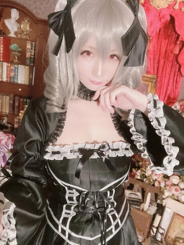    [Cosplay][my suite] Atsuki あつき - 库巴姬私房自拍写真，哥特风黑白蕾丝制服诱惑，精致妆容与白皙肌肤，极致的视觉盛宴第15张图片