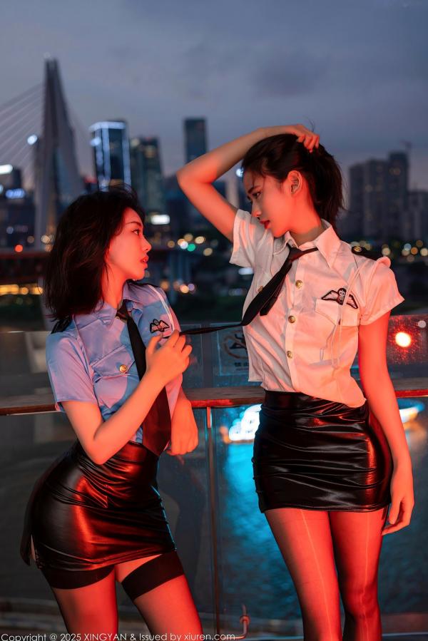时安安Camellia 时安安  XingYan星颜社-396-时安安-制服诱惑系列，警花角色扮演，衬衫皮裙黑丝私房大片-2025.09.09第1张图片