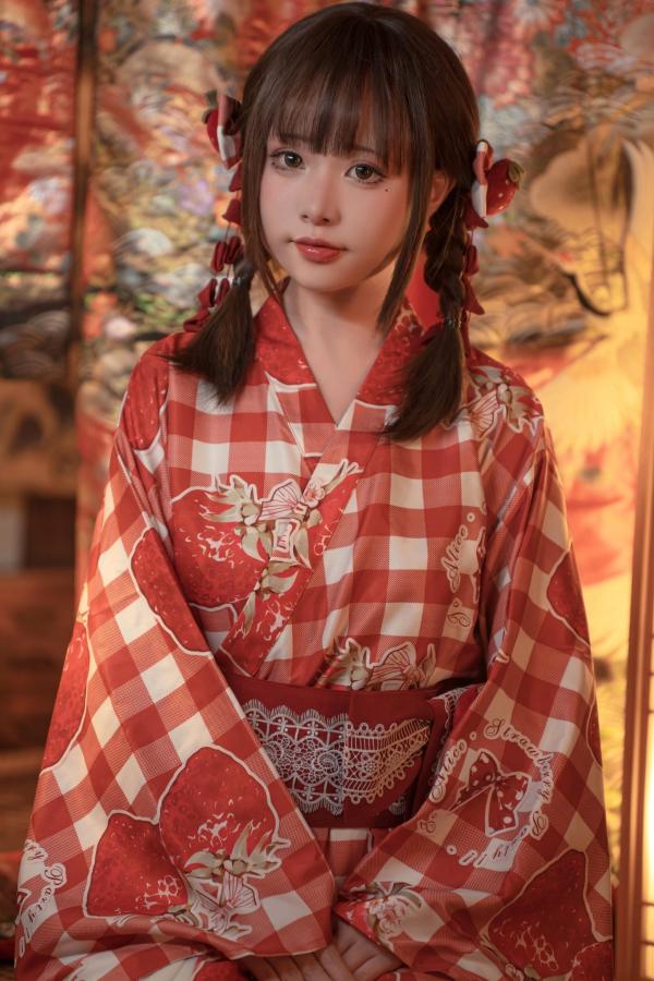    爆机少女喵小吉-12月T3-灼灼其华：日式和风私房，红色浴衣与白色丝袜的绝美碰撞，极致诱惑写真第2张图片