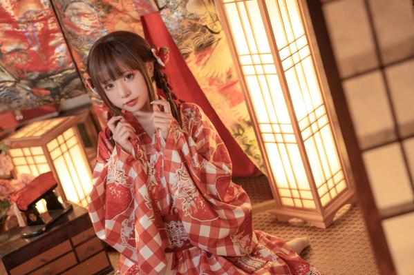    爆机少女喵小吉-12月T3-灼灼其华：日式和风私房，红色浴衣与白色丝袜的绝美碰撞，极致诱惑写真第7张图片