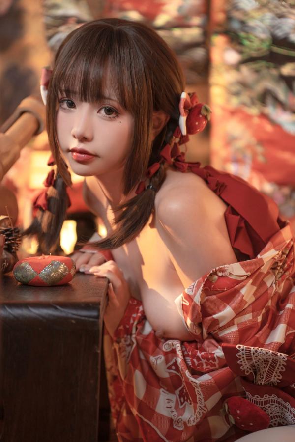    爆机少女喵小吉-12月T3-灼灼其华：日式和风私房，红色浴衣与白色丝袜的绝美碰撞，极致诱惑写真第43张图片