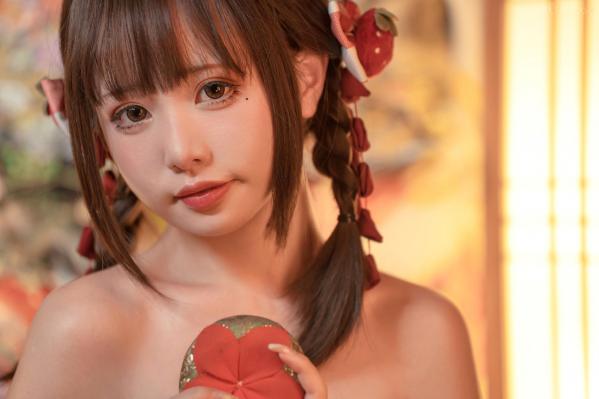   爆机少女喵小吉-12月T3-灼灼其华：日式和风私房，红色浴衣与白色丝袜的绝美碰撞，极致诱惑写真第77张图片