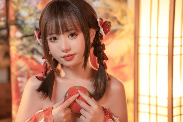    爆机少女喵小吉-12月T3-灼灼其华：日式和风私房，红色浴衣与白色丝袜的绝美碰撞，极致诱惑写真第79张图片