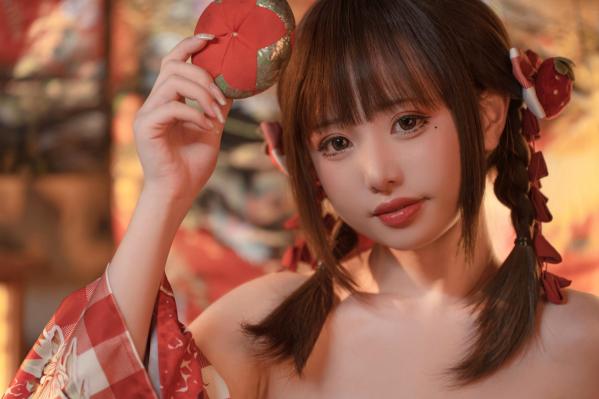    爆机少女喵小吉-12月T3-灼灼其华：日式和风私房，红色浴衣与白色丝袜的绝美碰撞，极致诱惑写真第80张图片